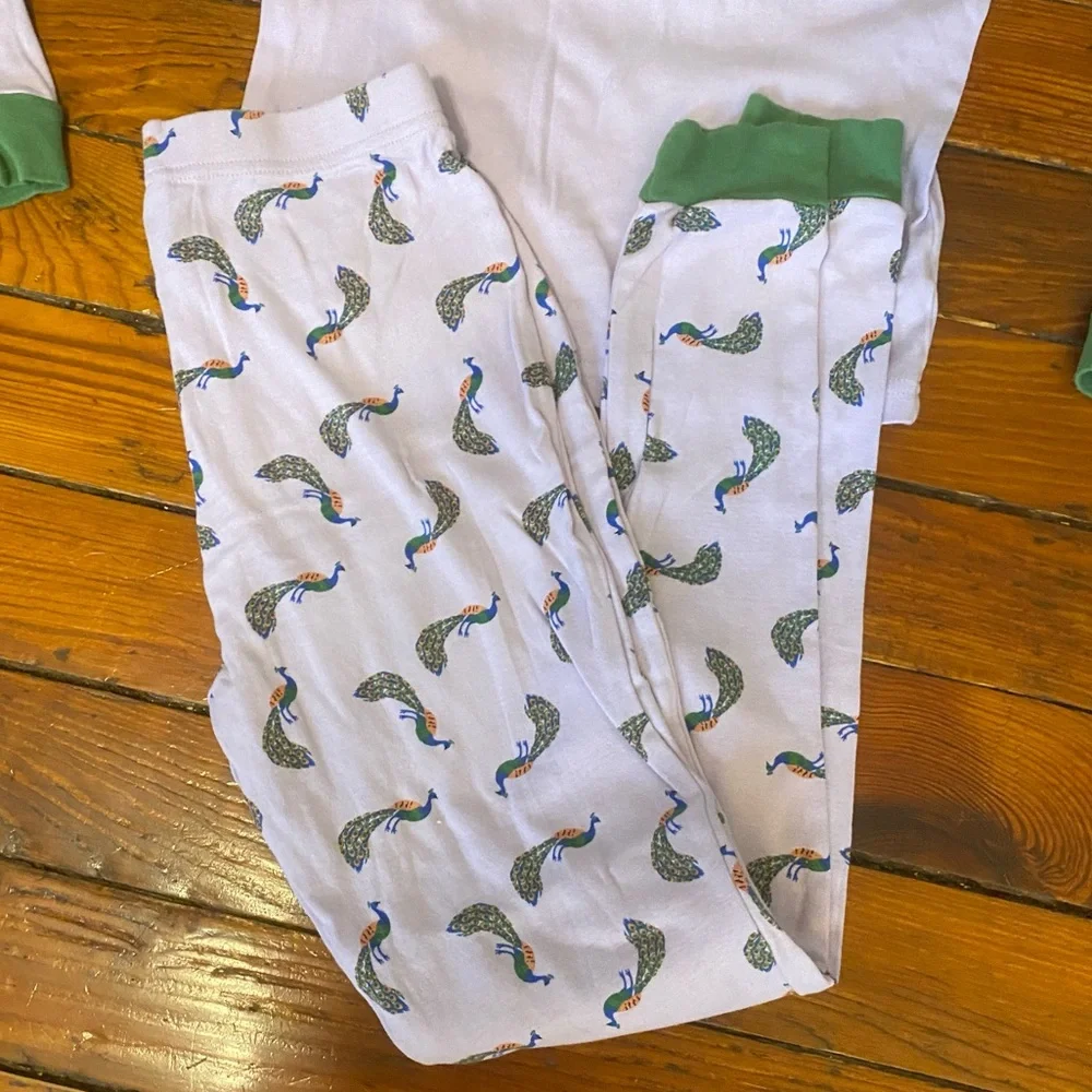 Leveret Purple Peacock Pajama Set Pants & Long Sleeves Size 14
